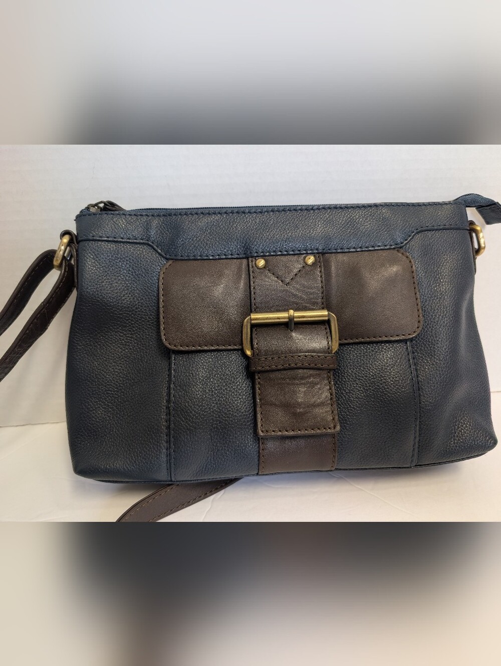Naturalizer Kaolan Genuine Leather Medium Crossbody Bag Navy Brown